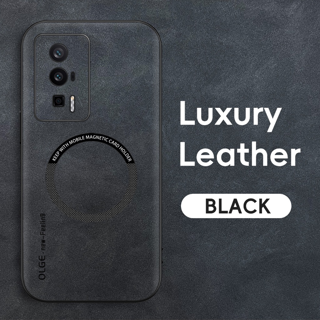 KHÔNG Dấu vân tay Vòng sắt da sang trọng cho Xiaomi Redmi K60Pro / K60 Pro / Mi Poco F5 Pro Bảo vệ giá đỡ ô tô Vỏ từ tính Vỏ sạc không dây