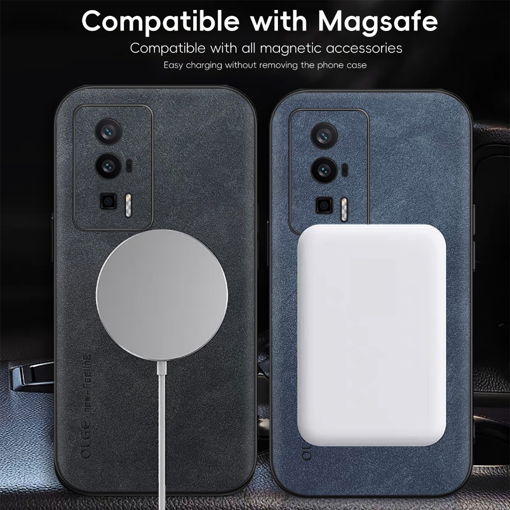 KHÔNG Dấu vân tay Vòng sắt da sang trọng cho Xiaomi Redmi K60Pro / K60 Pro / Mi Poco F5 Pro Bảo vệ giá đỡ ô tô Vỏ từ tính Vỏ sạc không dây