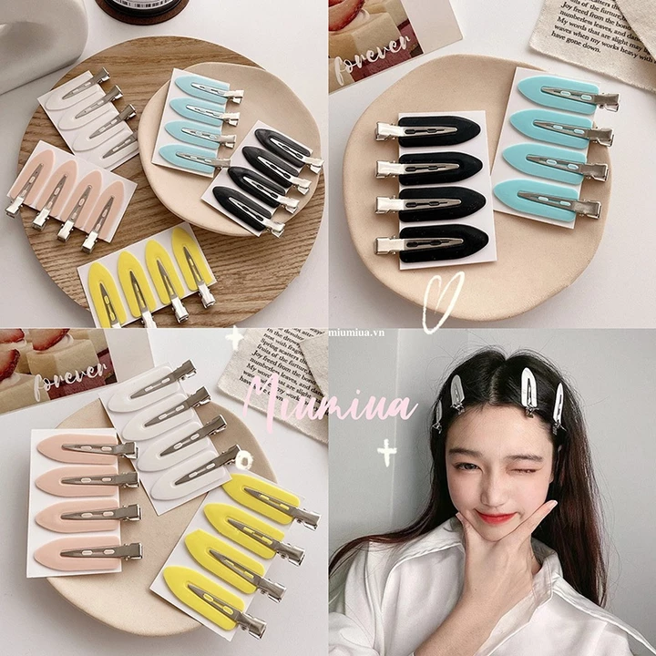 👾miua Kẹp tóc mái mỏ vịt iLita cặp bấm mái nữ đẹp vintage Hàn Quốc dễ thương màu trơn hottrend 2024