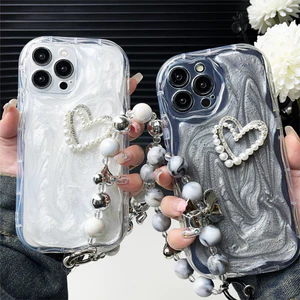 Ốp điện thoại vòng tay 3D Pearl love + cho iphone 15 Pro Max 14 Pro Max i14 plus 13 Pro Max i13 13pro 11 Pro Max i11 XR Xs Max 7 plus 8plus 12 Pro Max Cover