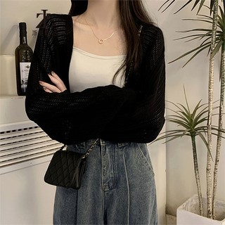 ZHELIHANGFEI Áo cardigan Dệt Kim Mỏng Tay Dài Màu Trơn Thời Trang 2023 Dành Cho Nữ