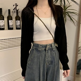 ZHELIHANGFEI Áo cardigan Dệt Kim Mỏng Tay Dài Màu Trơn Thời Trang 2023 Dành Cho Nữ