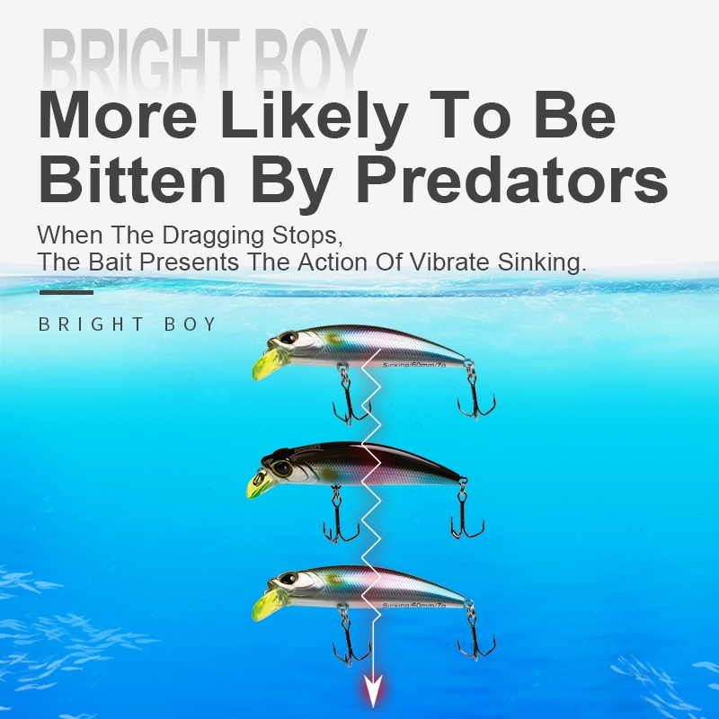 Ảnh Kingdom Mồi Câu Cá 45 / 60mm 3.6 / 7g Chìm Minnow Wobblers Đúc Xa Mồi Câu Cá Cho Pike / Cá Hồi / Bass Crankbaits Cơ Thể Mỏng Chất Liệu Cứng 4