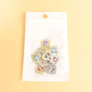 10 Chiếc Men Nhỏ Giọt Dầu Ác Thiết Kế Mắt Quyến Rũ Hình Trái Tim Với Kim Cương Giả Sọc Phong Cách Thổ Nhĩ Kỳ Nhiều Màu Mắt Đào Trái Tim Mặt Dây Chuyền Cho DIY Trang Sức May Mắn Bùa Quà Tặng Sáng Tạo