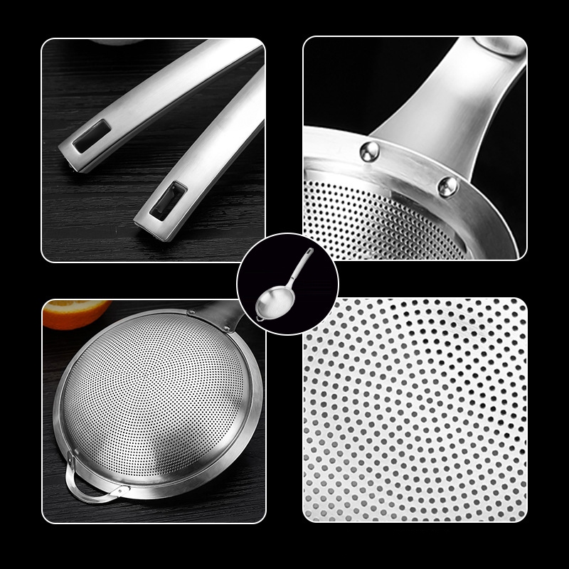 Dụng cụ lọc thực phẩm lưới mịn bằng thép không gỉ 304 đa năng, Dụng cụ làm bánh bền, chống rỉ sét, dễ làm sạch, Sàng lưới thủ công – Hoàn hảo để làm bánh tại nhà và lọc bánh mì ống