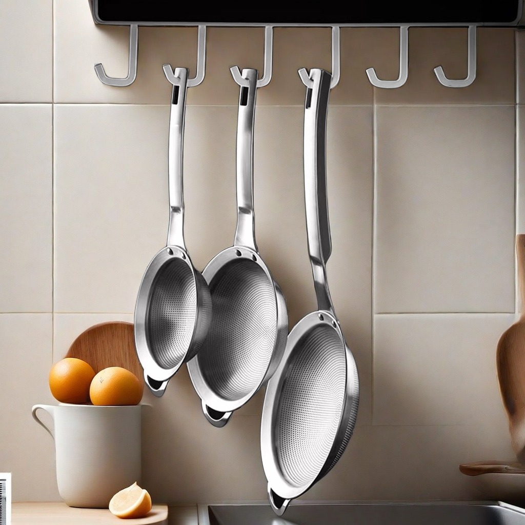 Dụng cụ lọc thực phẩm lưới mịn bằng thép không gỉ 304 đa năng, Dụng cụ làm bánh bền, chống rỉ sét, dễ làm sạch, Sàng lưới thủ công – Hoàn hảo để làm bánh tại nhà và lọc bánh mì ống