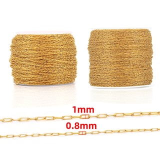 Dây chuyền hình bầu dục đính cườm vàng bằng thép không gỉ 0,8 / 1mm DIY Dây chuyền trang sức vàng 18K Dây chuyền thủ công