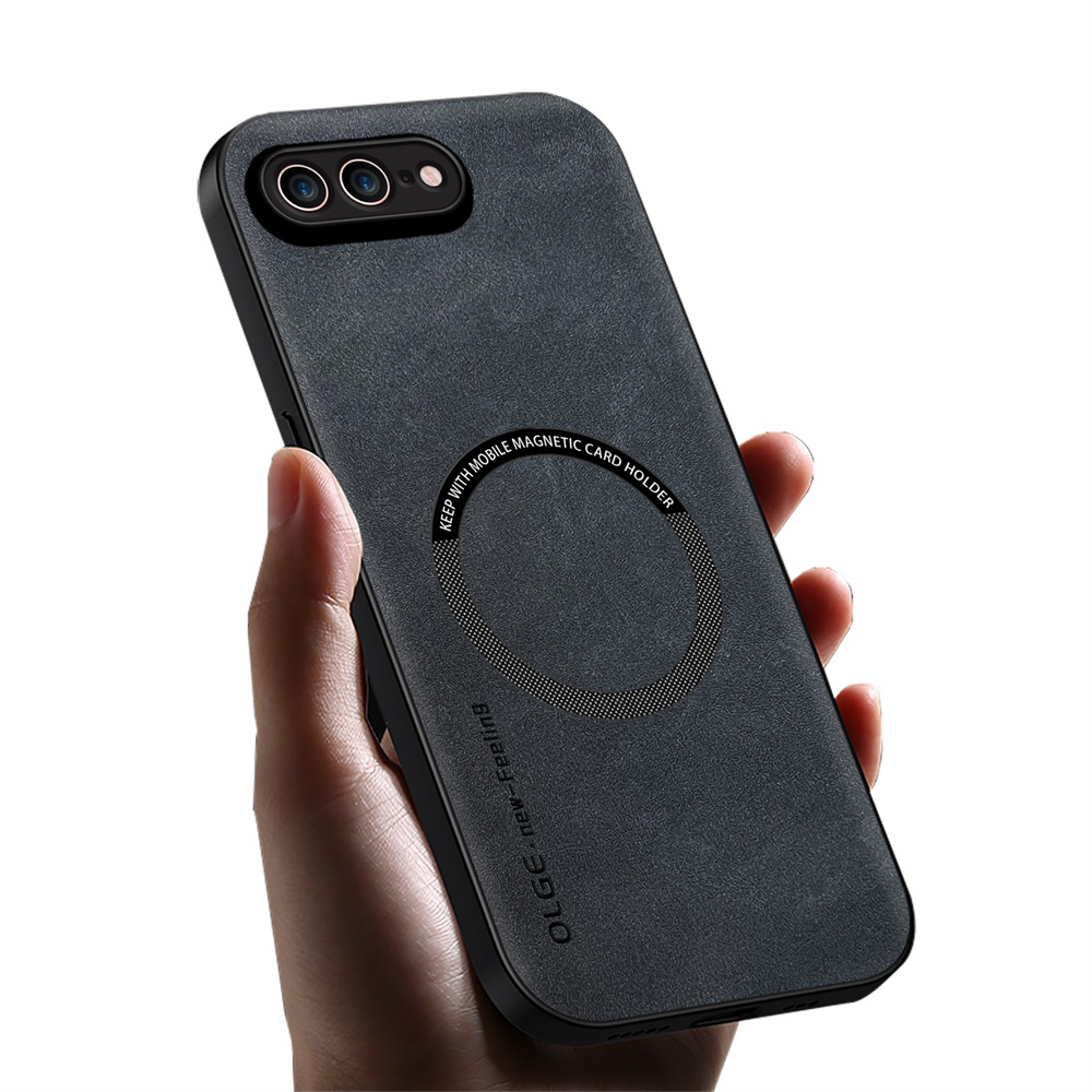 KHÔNG Dấu Vân Tay Da Sang Trọng Sắt Nhẫn Cho iPhone 7 8 Plus SE2 7P 8P Giá Đỡ Ô Tô Bảo Vệ Từ Tính Vỏ Sạc Không Dây