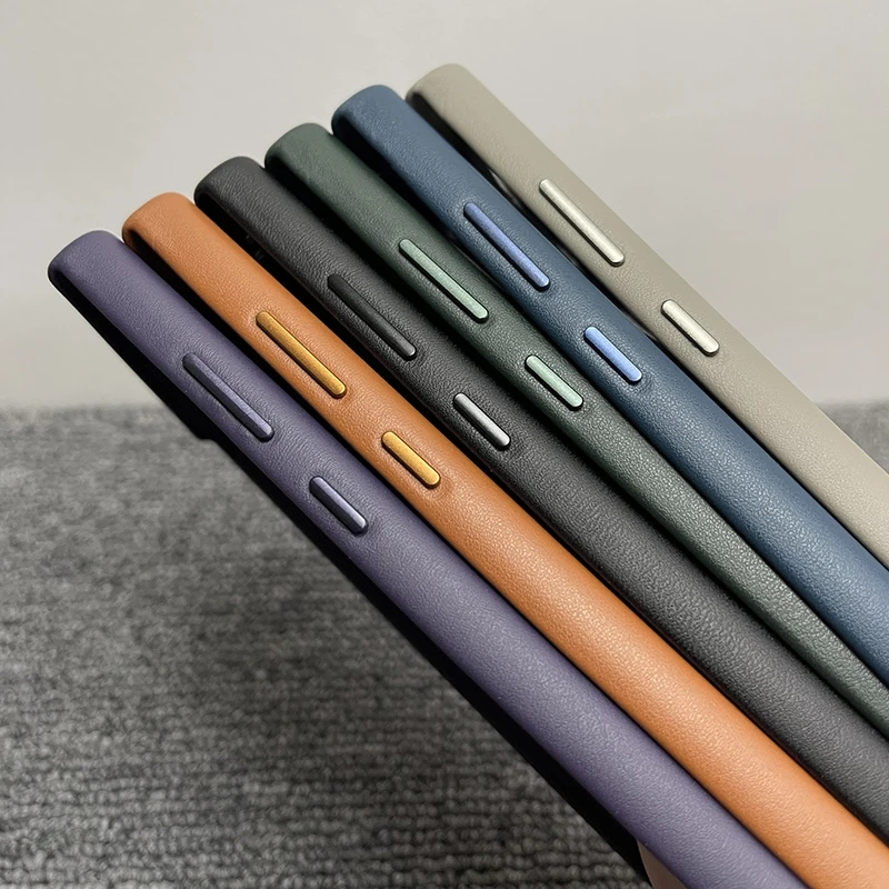 Ốp lưng da nguyên bản có nút bên kim loại Samsung Galaxy S24 / S24 Plus ultra protected full case