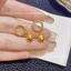 Bông tai titan cao cấp không gỉ mạ vàng 24k thiết kế bi tròn hoạ tiết trẻ trung dành cho nữ