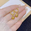Bông tai titan cao cấp không gỉ mạ vàng 24k thiết kế bi tròn hoạ tiết trẻ trung dành cho nữ