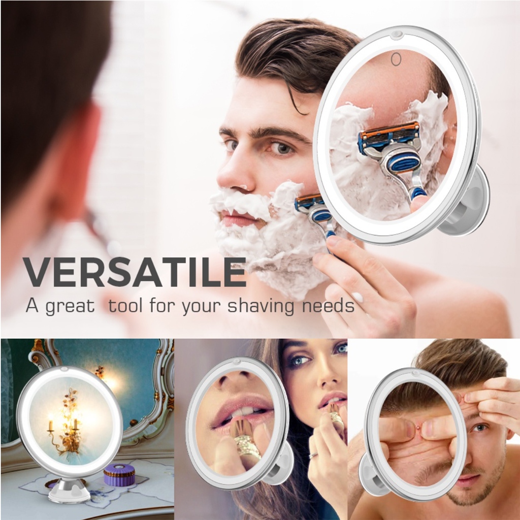 Gương trang điểm phóng đại 10x Gương trang điểm với đèn LED màu sắc có thể thay đổi Cánh tay xoay cho vanity và phòng tắm.