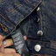 High Street Hợp Thời Trang Mới Retro Xanh Nam Quần Jean Nút Trước Đục Lỗ Miếng Dán Màu Vẽ Đàn Hồi Slim Fit Quần Jean Thiết Kế Hip Hop Thương Hiệu Quần