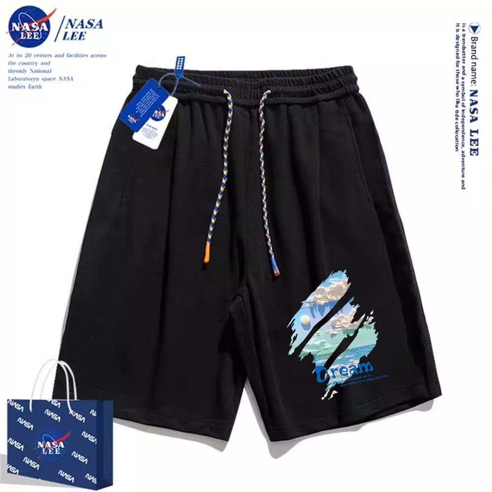 Thương hiệu Nasa Đồng thương hiệu 2024 Quần short dáng rộng Unisex phong cách mới, sử dụng chất liệu Cotton Co giãn dày, thích hợp cho quần short hợp thời trang mùa hè, chống mài mòn, dễ dàng kết hợp, thoáng khí thoải mái, tận hưởng thời gian mát mẻ!