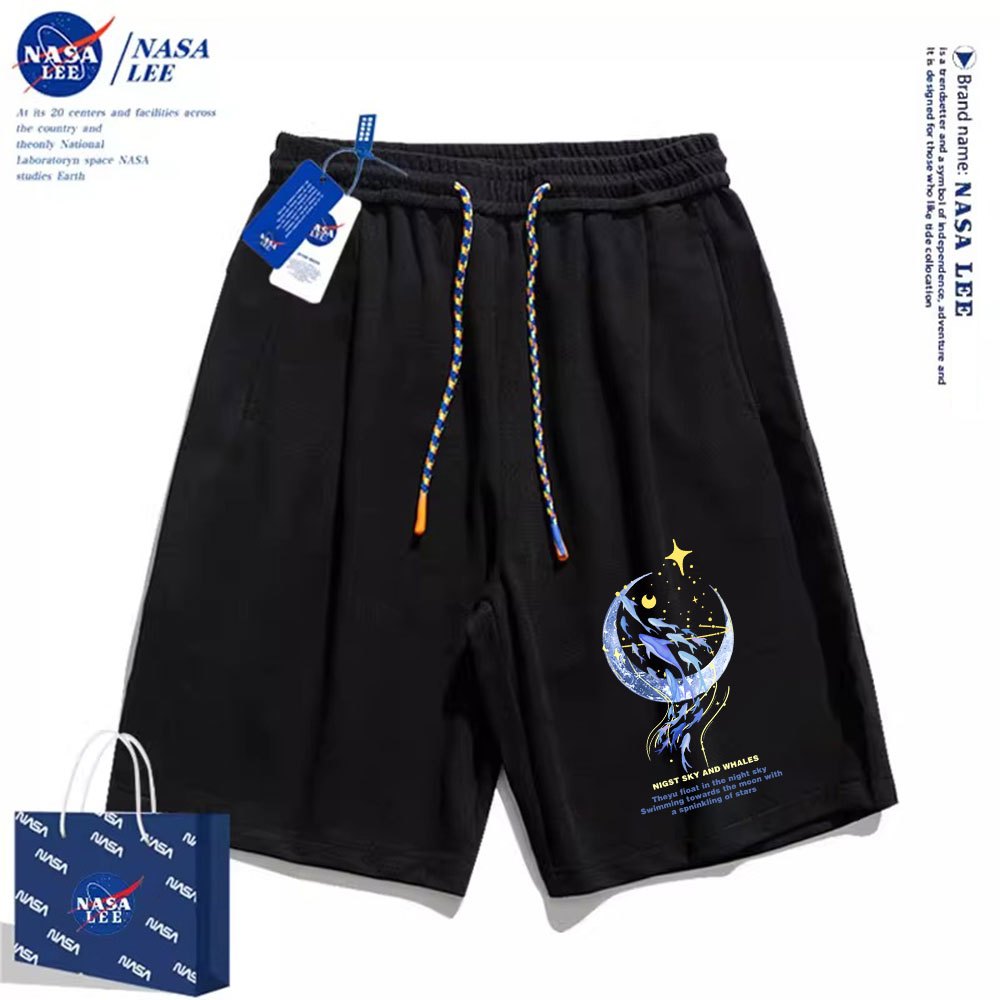 Thương hiệu Nasa Đồng thương hiệu 2024 Quần short dáng rộng Unisex phong cách mới, sử dụng chất liệu Cotton Co giãn dày, thích hợp cho quần short hợp thời trang mùa hè, chống mài mòn, dễ dàng kết hợp, thoáng khí thoải mái, tận hưởng thời gian mát mẻ!