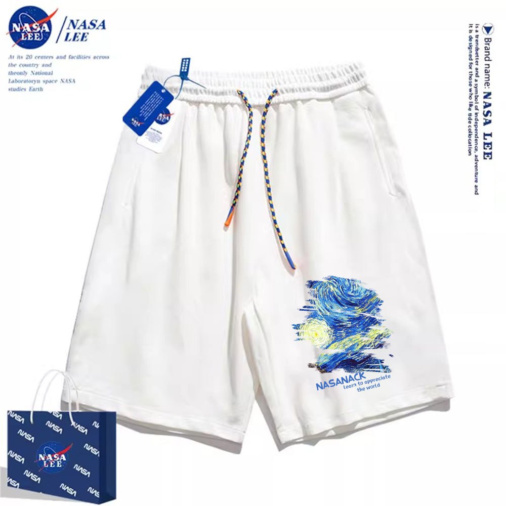 Thương hiệu Nasa Đồng thương hiệu 2024 Quần short dáng rộng Unisex phong cách mới, sử dụng chất liệu Cotton Co giãn dày, thích hợp cho quần short hợp thời trang mùa hè, chống mài mòn, dễ dàng kết hợp, thoáng khí thoải mái, tận hưởng thời gian mát mẻ!