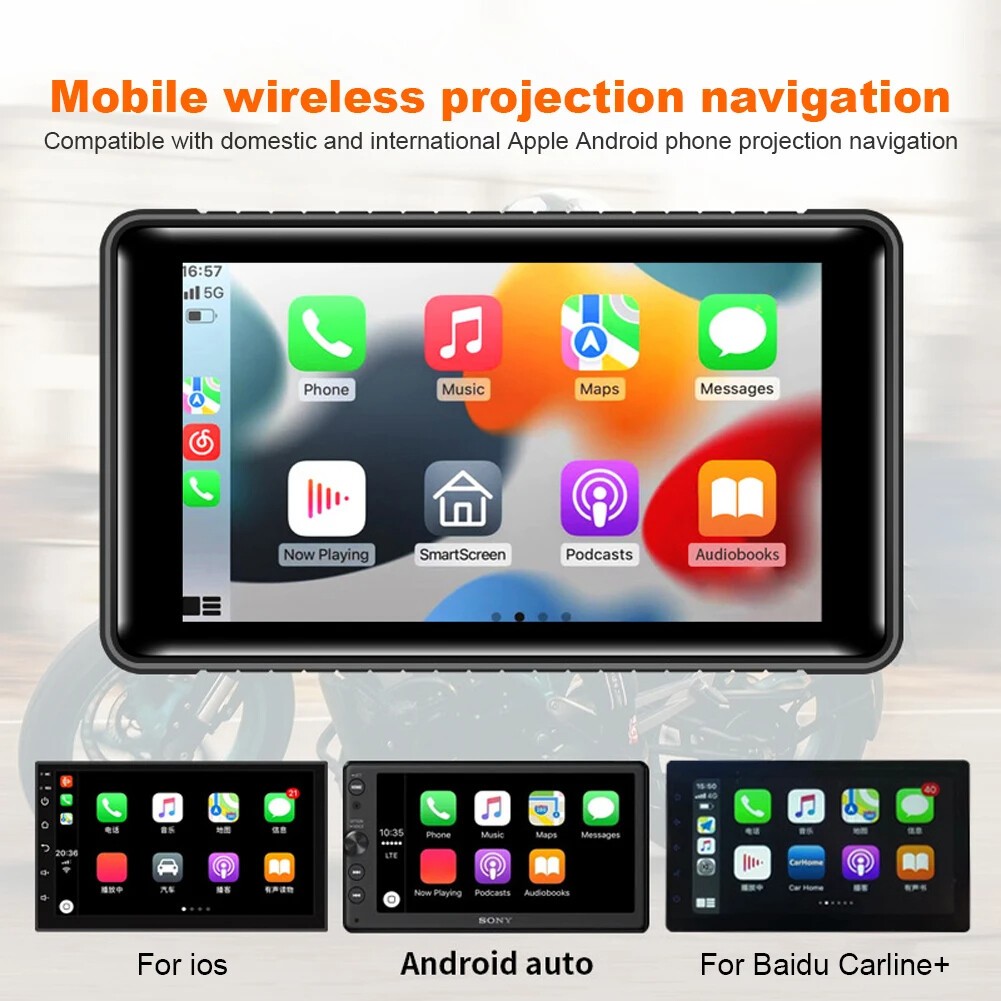 Ảnh Ekleva Không Dây Apple CarPlay Dual Bluetooth DVR Cho Xe Máy 5 "IPS Di Động GPS Điều Hướng Android Xe Máy Tự Động IPX7 Chống Nước 3
