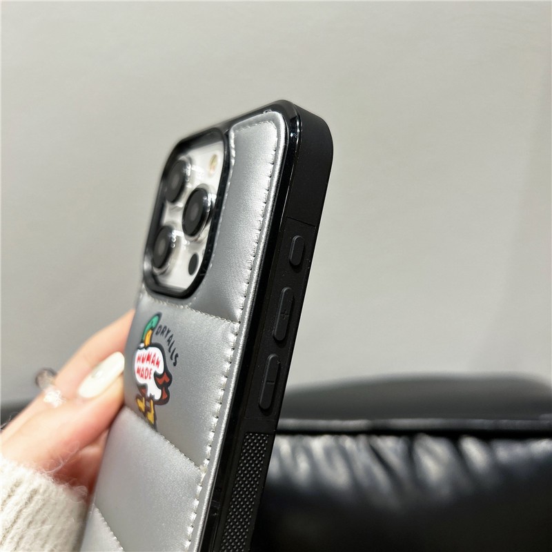Iphone 15 14 Pro max 13 12 11 Dòng áo khoác Down làm họa tiết vịt Chất liệu TPU + vỏ điện thoại flannel