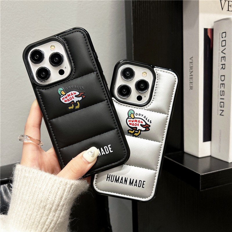 Iphone 15 14 Pro max 13 12 11 Dòng áo khoác Down làm họa tiết vịt Chất liệu TPU + vỏ điện thoại flannel