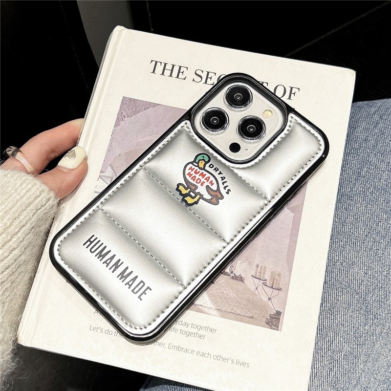 Iphone 15 14 Pro max 13 12 11 Dòng áo khoác Down làm họa tiết vịt Chất liệu TPU + vỏ điện thoại flannel
