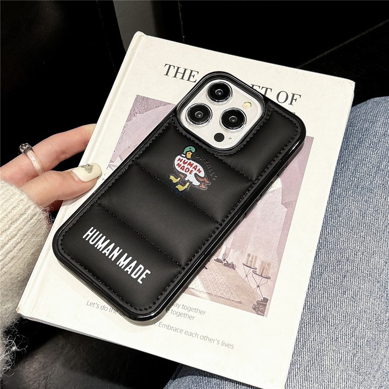Iphone 15 14 Pro max 13 12 11 Dòng áo khoác Down làm họa tiết vịt Chất liệu TPU + vỏ điện thoại flannel