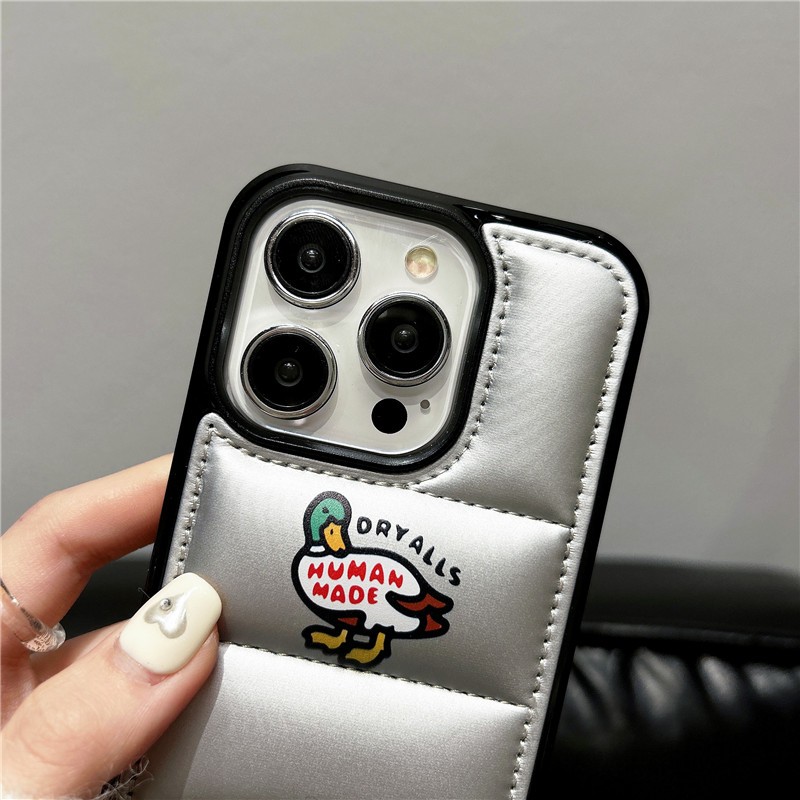 Iphone 15 14 Pro max 13 12 11 Dòng áo khoác Down làm họa tiết vịt Chất liệu TPU + vỏ điện thoại flannel