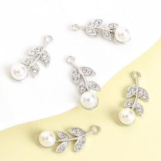 10 Chiếc Tinh Tế Nhánh Lá Thiết Kế Quyến Rũ Với Kim Cương Giả Sáng Bóng & Ngọc Trai Kẻ Sọc Phong Cách Thanh Lịch Nữ Trang Sức Hàng Ngày Phụ Kiện Bông Tai Vòng Cổ DIY Mặt Dây Tính Khí