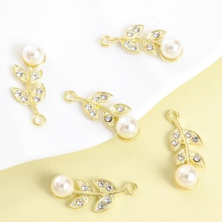 10 Chiếc Tinh Tế Nhánh Lá Thiết Kế Quyến Rũ Với Kim Cương Giả Sáng Bóng & Ngọc Trai Kẻ Sọc Phong Cách Thanh Lịch Nữ Trang Sức Hàng Ngày Phụ Kiện Bông Tai Vòng Cổ DIY Mặt Dây Tính Khí