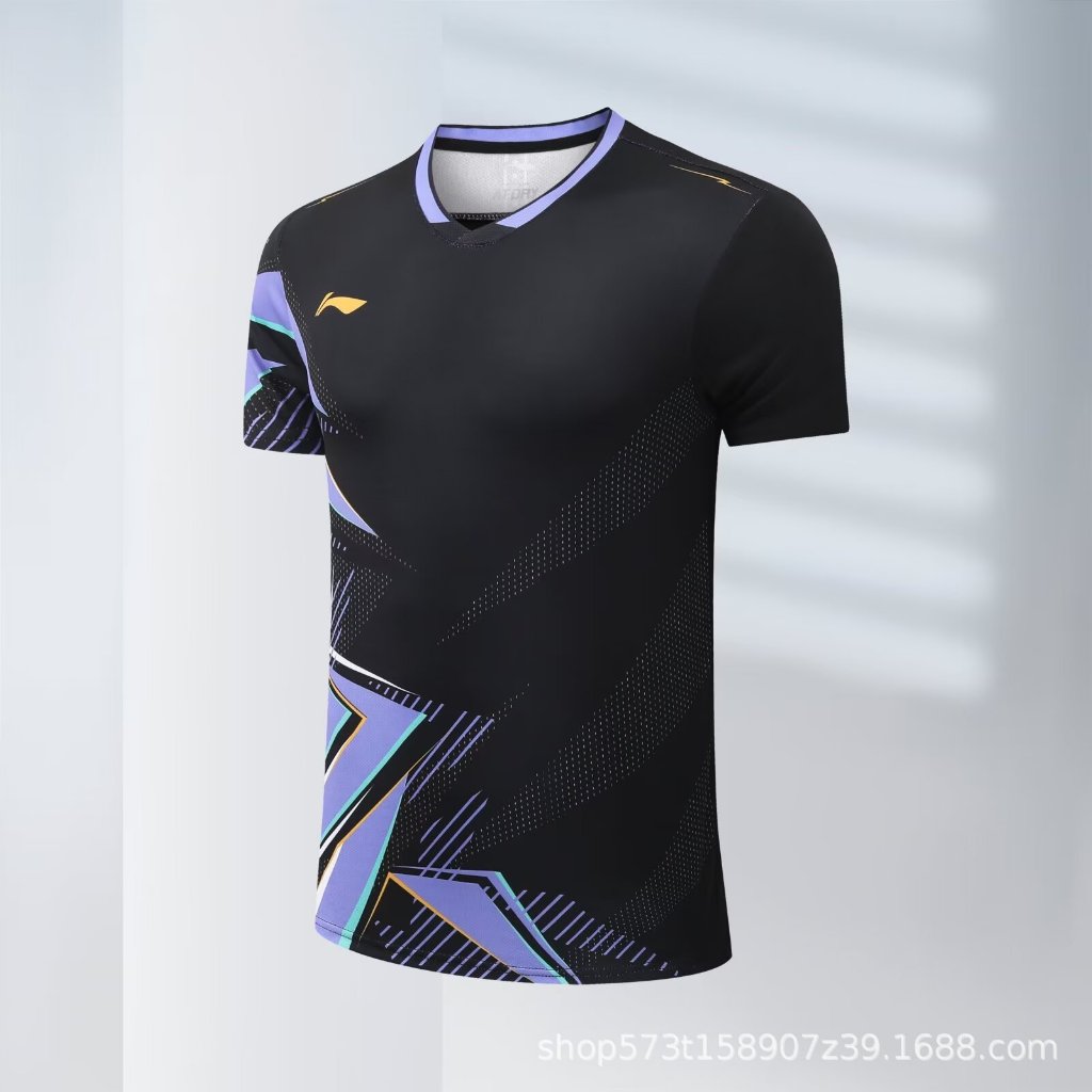 Li Ning 2024 Bộ đồ cầu lông mới dành cho nam và nữ Áo thun ngắn tay thoáng khí Quần vợt và bóng chuyền Quần áo tập luyện thi đấu thể thao