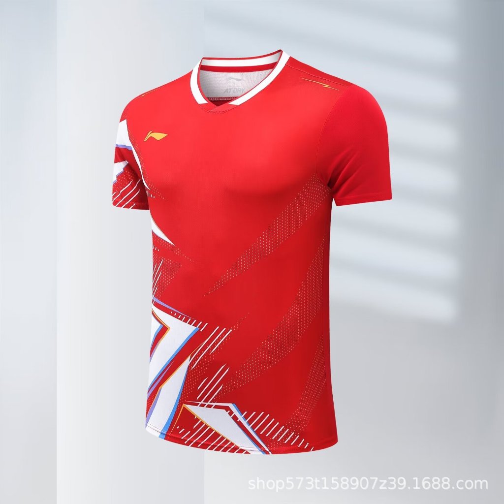Li Ning 2024 Bộ đồ cầu lông mới dành cho nam và nữ Áo thun ngắn tay thoáng khí Quần vợt và bóng chuyền Quần áo tập luyện thi đấu thể thao