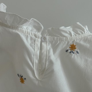 Phong Cách Hàn Quốc Nữ Nữ Rời Ruffle Thêu Hoa Dài Tay Áo Sơ Mi Áo Baju Baju Wanita Lengan Panjang