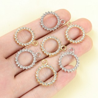 10 Chiếc Sáng Bóng Kim Cương Giả Kẻ Sọc Ánh Sáng Sang Trọng Rỗng Vòng Tròn Quyến Rũ Cho DIY Trang Sức Hàng Ngày Cặp Đôi Quà Tặng Thời Trang Đơn Giản Vòng Cổ Vòng Tay Bông Tai Hợp Kim Mặt Dây Tròn