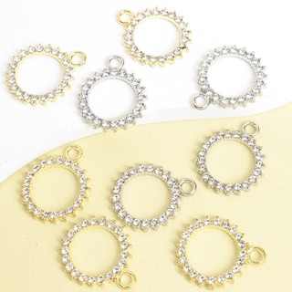 10 Chiếc Sáng Bóng Kim Cương Giả Kẻ Sọc Ánh Sáng Sang Trọng Rỗng Vòng Tròn Quyến Rũ Cho DIY Trang Sức Hàng Ngày Cặp Đôi Quà Tặng Thời Trang Đơn Giản Vòng Cổ Vòng Tay Bông Tai Hợp Kim Mặt Dây Tròn