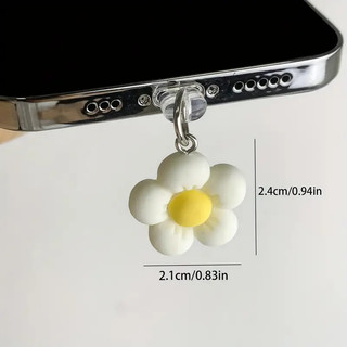 Điện Thoại Di Động Chống Bụi Cắm Hoa Nhựa Năm Cánh Hoa Mặt Dây Chuyền Điện Thoại Di Động Lỗ Chống Bụi