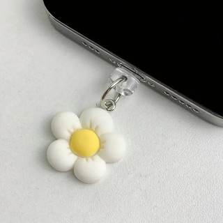 Điện Thoại Di Động Chống Bụi Cắm Hoa Nhựa Năm Cánh Hoa Mặt Dây Chuyền Điện Thoại Di Động Lỗ Chống Bụi