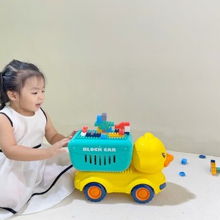 Xe đồ chơi cỡ lớn dành cho trẻ em có thể lắp ráp với các khối xây dựng, xe đồ chơi khối hạt lớn xếp hình DIY dành cho bé trai và bé gái, xe đồ chơi khối vui nhộn