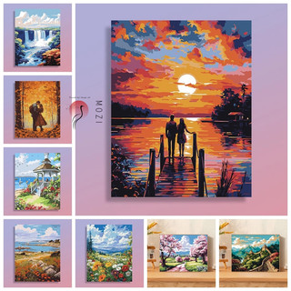 MOZI✨phong cảnh hoàng hôn 40*50cm tranh tô màu theo số tranh số hóa tranh sơn dầu số hoá sơn acrylic  Phong Cảnh Tự Làm Kỹ Thuật Số Tranh Sơn Dầu Sơn Tranh Làm Đầy Tranh Vẽ Tay Tranh Kỹ Thuật Số Acrylic Tranh Sơn Dầu Trang Trí Nhà Cửa Tranh