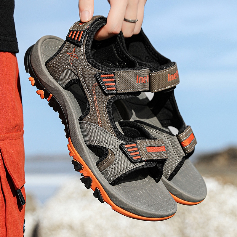 Xăng đan Đi Biển Nam Ngoài Trời Chống Thấm Nước Đi Bộ Đường Dài Sandal Da Velcro Dép Thể Thao Ngoài Trời Chống Trơn Trượt Giày Thường size Lớn 39-48