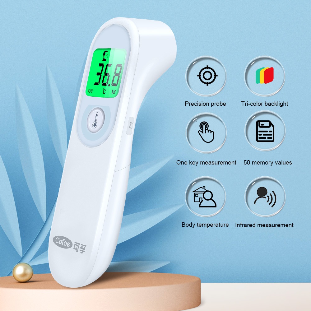 Ảnh Nhiệt kế hồng ngoại kỹ thuật số Cofoe Đầu trước không tiếp xúc với nhiệt độ cơ thể có đèn nền Lcd cho bé trưởng thành 1