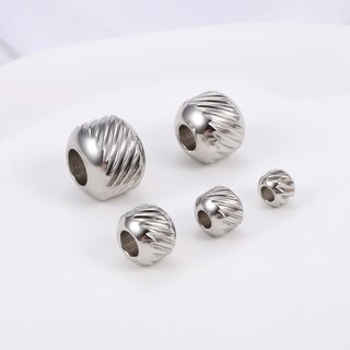 Hạt tròn bằng thép không gỉ có hoa văn hạt rời cho vòng tay DIY Phụ kiện làm đồ trang sức