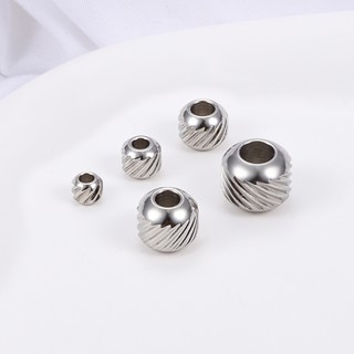 Hạt tròn bằng thép không gỉ có hoa văn hạt rời cho vòng tay DIY Phụ kiện làm đồ trang sức
