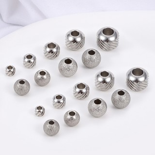 Hạt tròn bằng thép không gỉ có hoa văn hạt rời cho vòng tay DIY Phụ kiện làm đồ trang sức