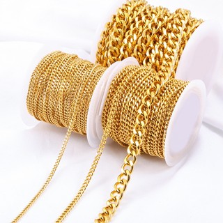 Thép không gỉ Cuba Liên Kết Dây Xích 18K Vàng Dây Xích DIY Trang Sức Làm Vòng Tay Handmade Vòng Cổ Phụ Kiện