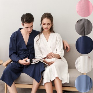 🥰Áo choàng ngủ tay dài màu trơn thời trang xuân thu cho nam nữ Honeycomb Bathrobe【LittleStar6】