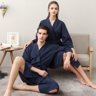 🥰Áo choàng ngủ tay dài màu trơn thời trang xuân thu cho nam nữ Honeycomb Bathrobe【LittleStar6】