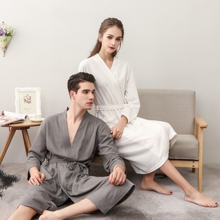 🥰Áo choàng ngủ tay dài màu trơn thời trang xuân thu cho nam nữ Honeycomb Bathrobe【LittleStar6】