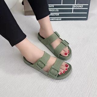 Melissa 2025 Mới Dép Nữ Nút Đôi Băng Thông Rộng Jelly Giày Thường Mở Mũi Lật Giày Đi Biển