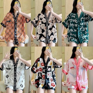 Bộ Pijama Hai Dây Dễ Thương Vải Đũi Cực Mát Women's Summer Pajamas【LittleStar6】