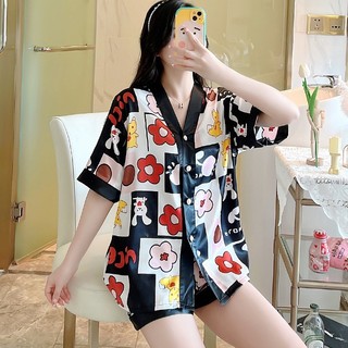 Bộ Pijama Hai Dây Dễ Thương Vải Đũi Cực Mát Women's Summer Pajamas【LittleStar6】