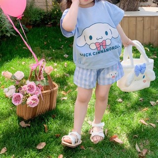 Set Áo Thun Tay Ngắn + Quần short In Hình Cún Kumamon Dễ Thương Cho Bé Gái